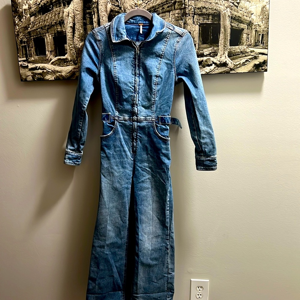 Free People Indigo Denim Jumpsuit